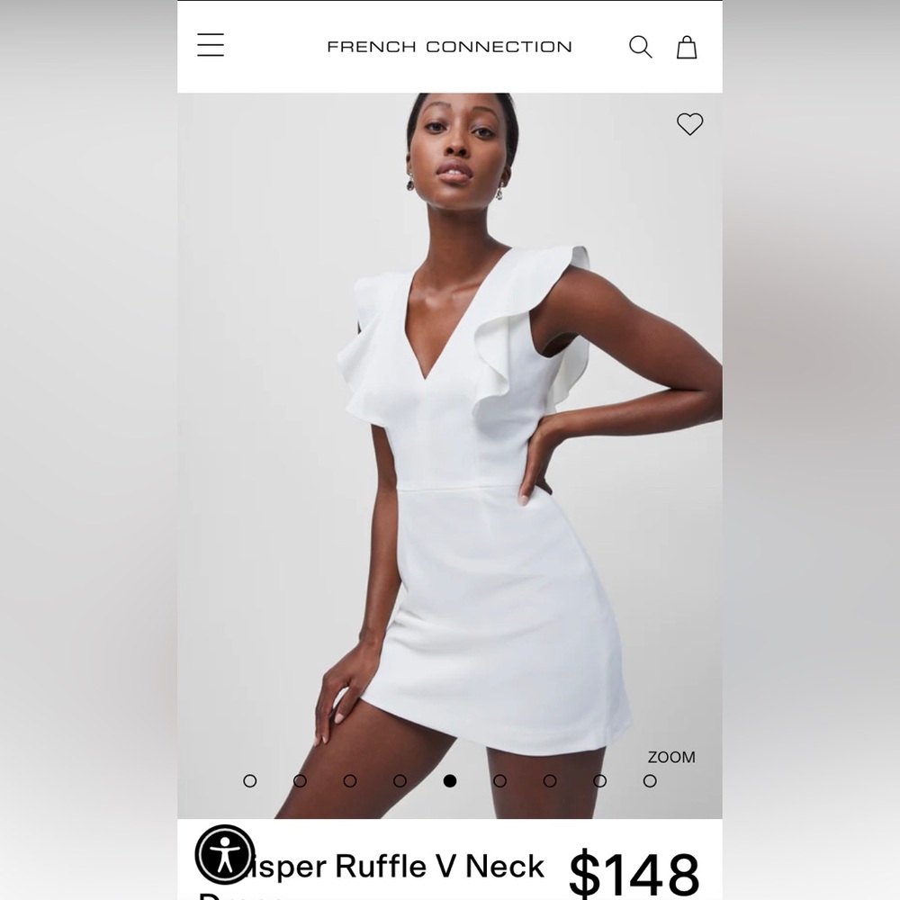 New French connection Whisper Ruffle V Neck Dress